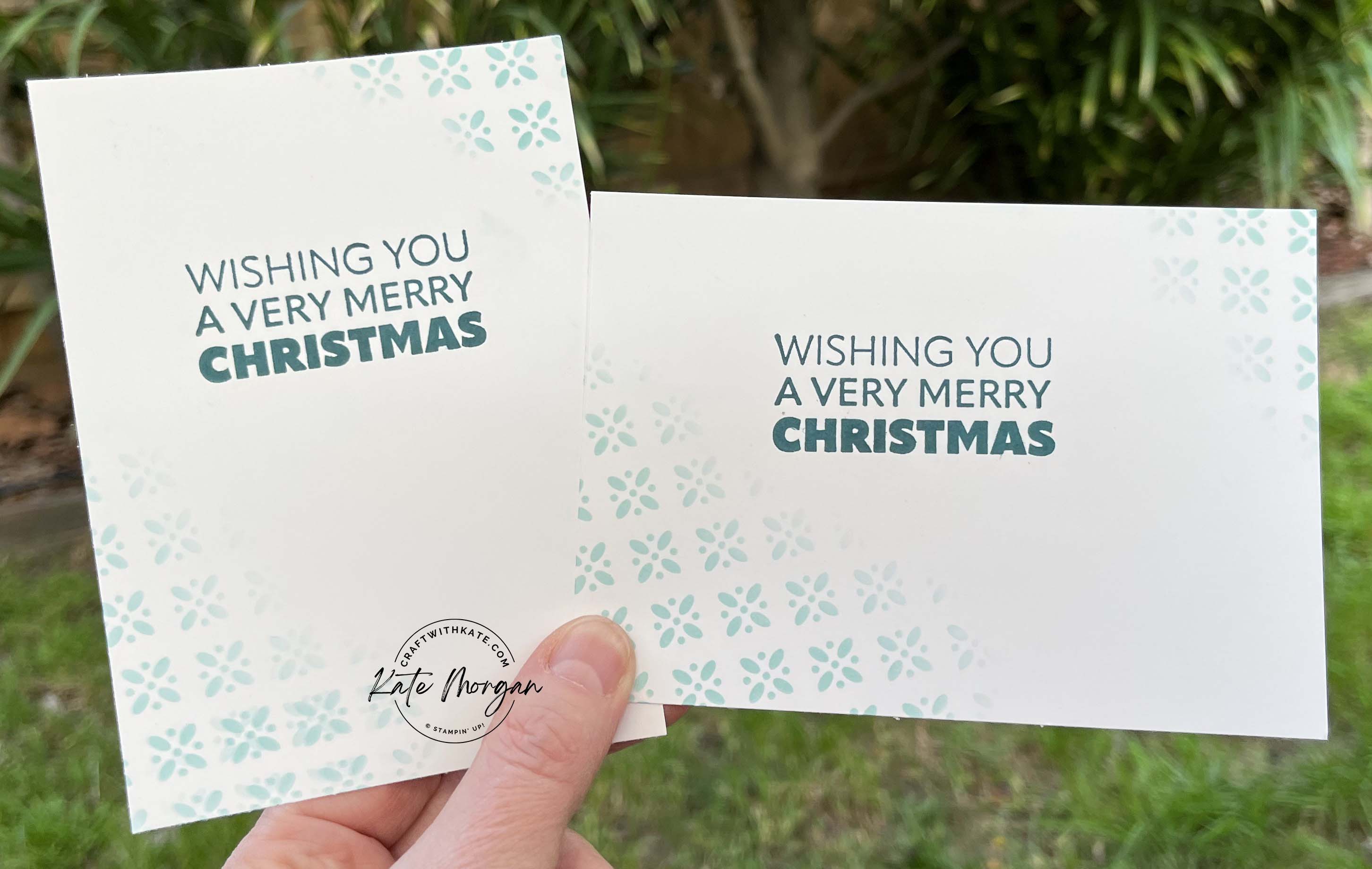 Joy of Noel Christmas card with blended masking, Heart of Christmas Blog Hop by Kate Morgan, Stampin Up Australia 2023 inside.
