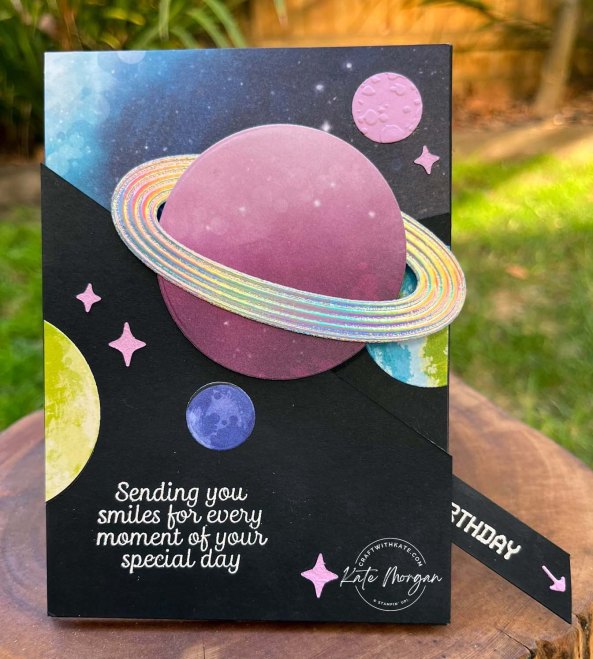 Reach for the Stars Interactive card by Kate Morgan, Stampin Up Australia 2023 tab half