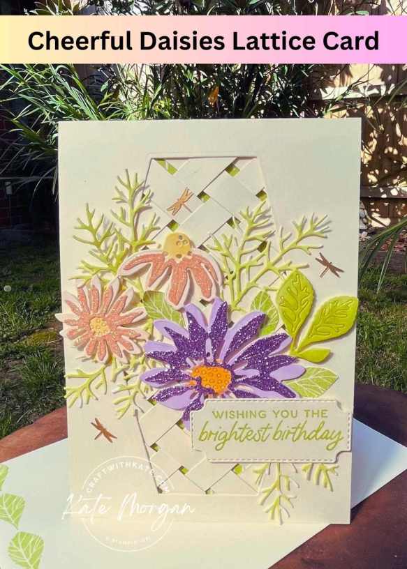 Cheerful Daisies Lattice Card by Kate Morgan, Stmpin Up Australia Lemon Lime Twist Colour Creations Blog Hop 2023