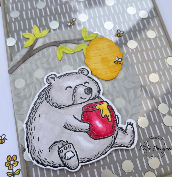 Fluffiest Friends Card for Gray Granite Colour Creations blog hop by Kate Morgan, Stampin Up Australia 2023 close up