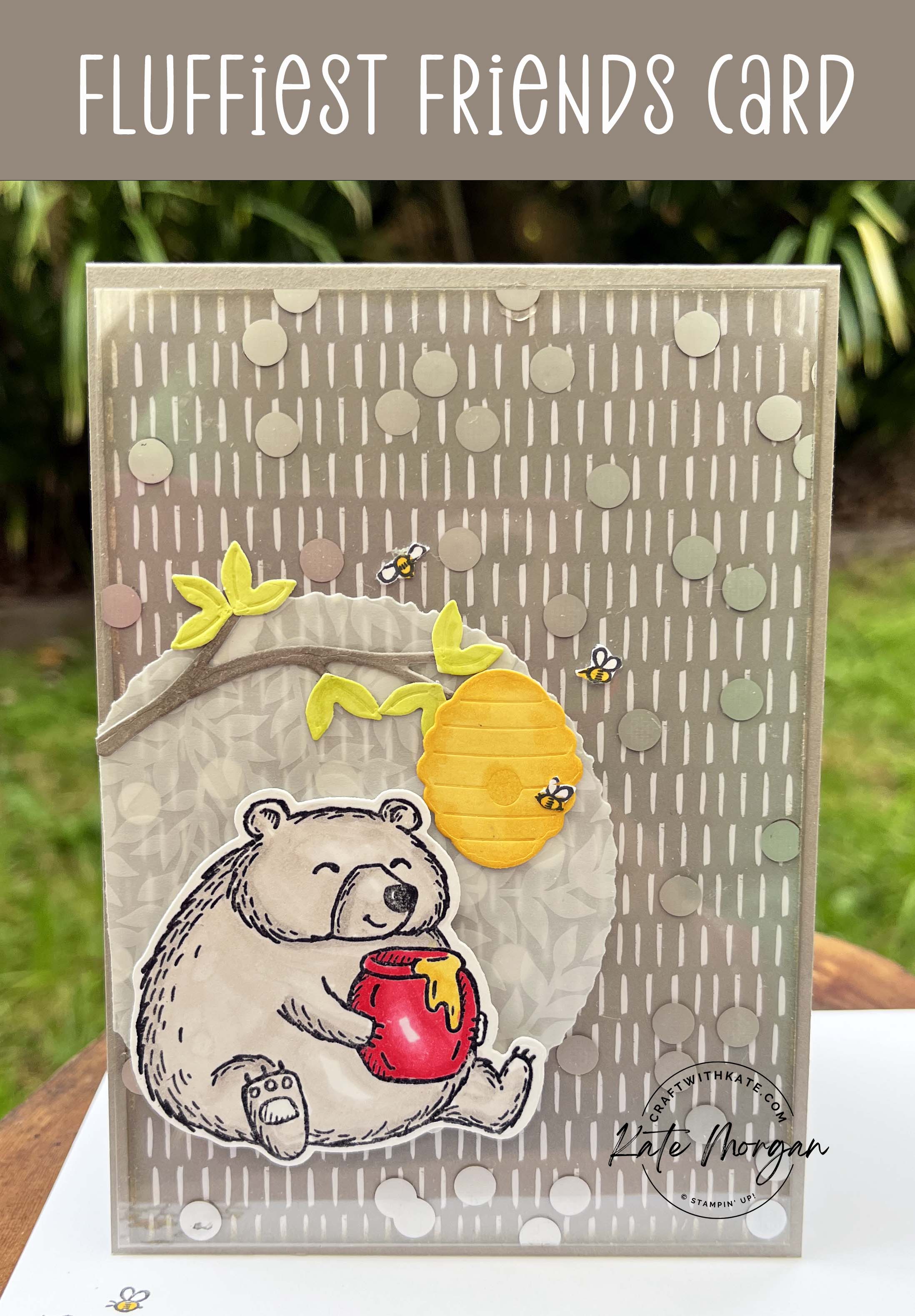 Fluffiest Friends Card for Gray Granite Colour Creations blog hop by Kate Morgan, Stampin Up Australia 2023