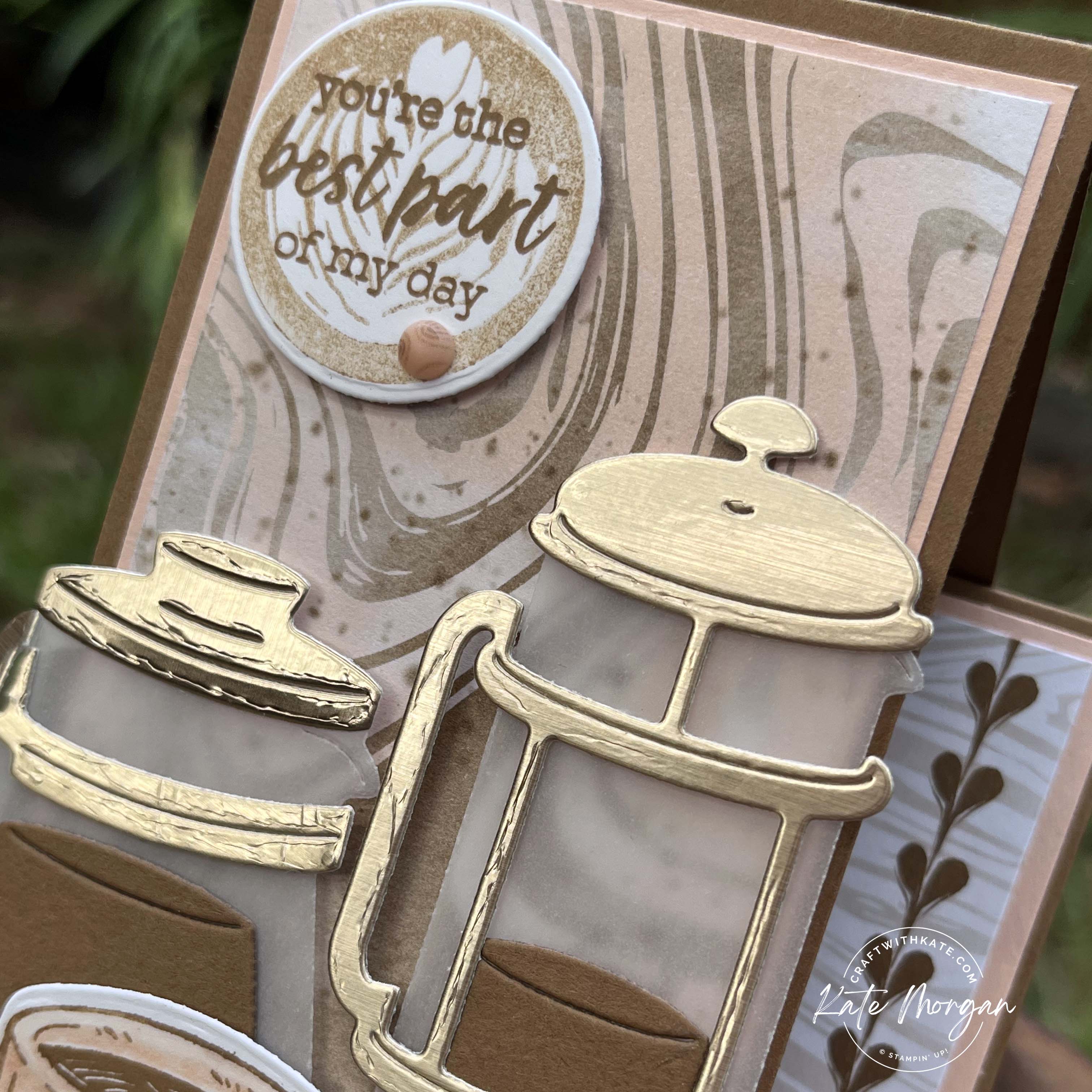Latte Love fancy fold card by Kate Morgan Stampin Up Australia 2024 top feature