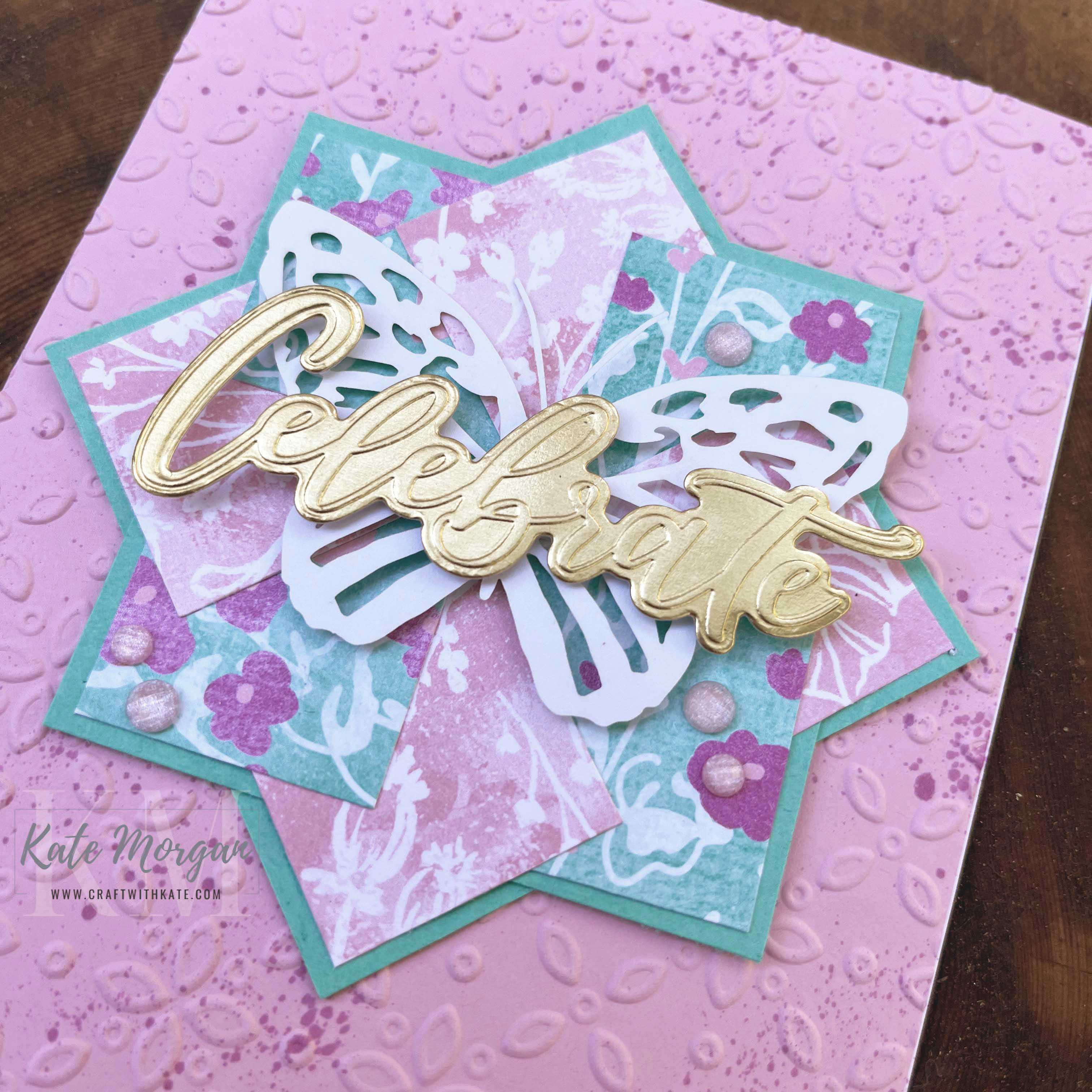 faux pinwheel card with Unbounded Beauty DSP for Pretty in Pink Colour Creations blog hop by Kate Morgan, Stampin Up Australia 2024 feature