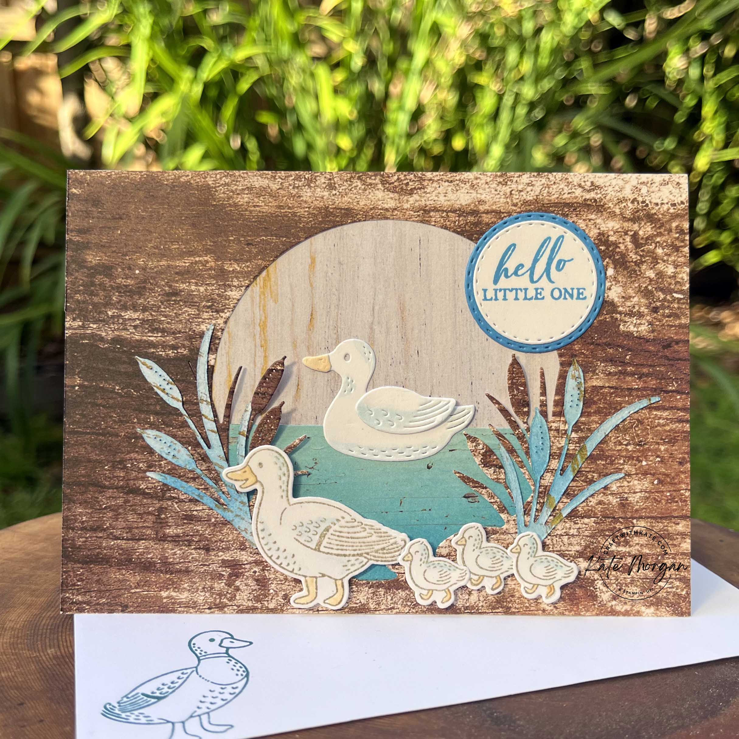 Baby card with Charming Duckpond for Azure Afternoon Colour Creations blog hop by Kate Morgan, Stampin Up Australia 2024