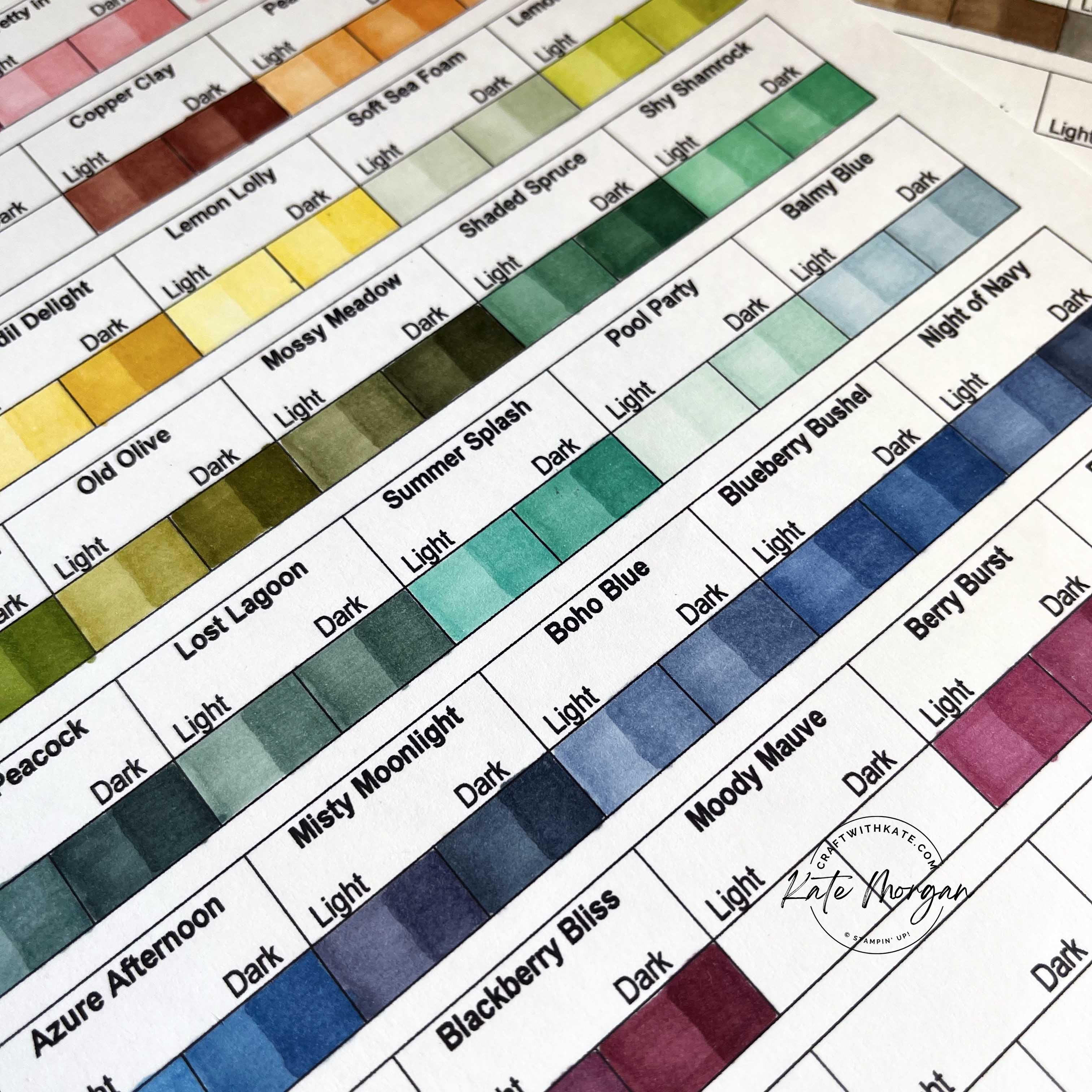 Stampin' Blends Colour Chart by Kate Morgan