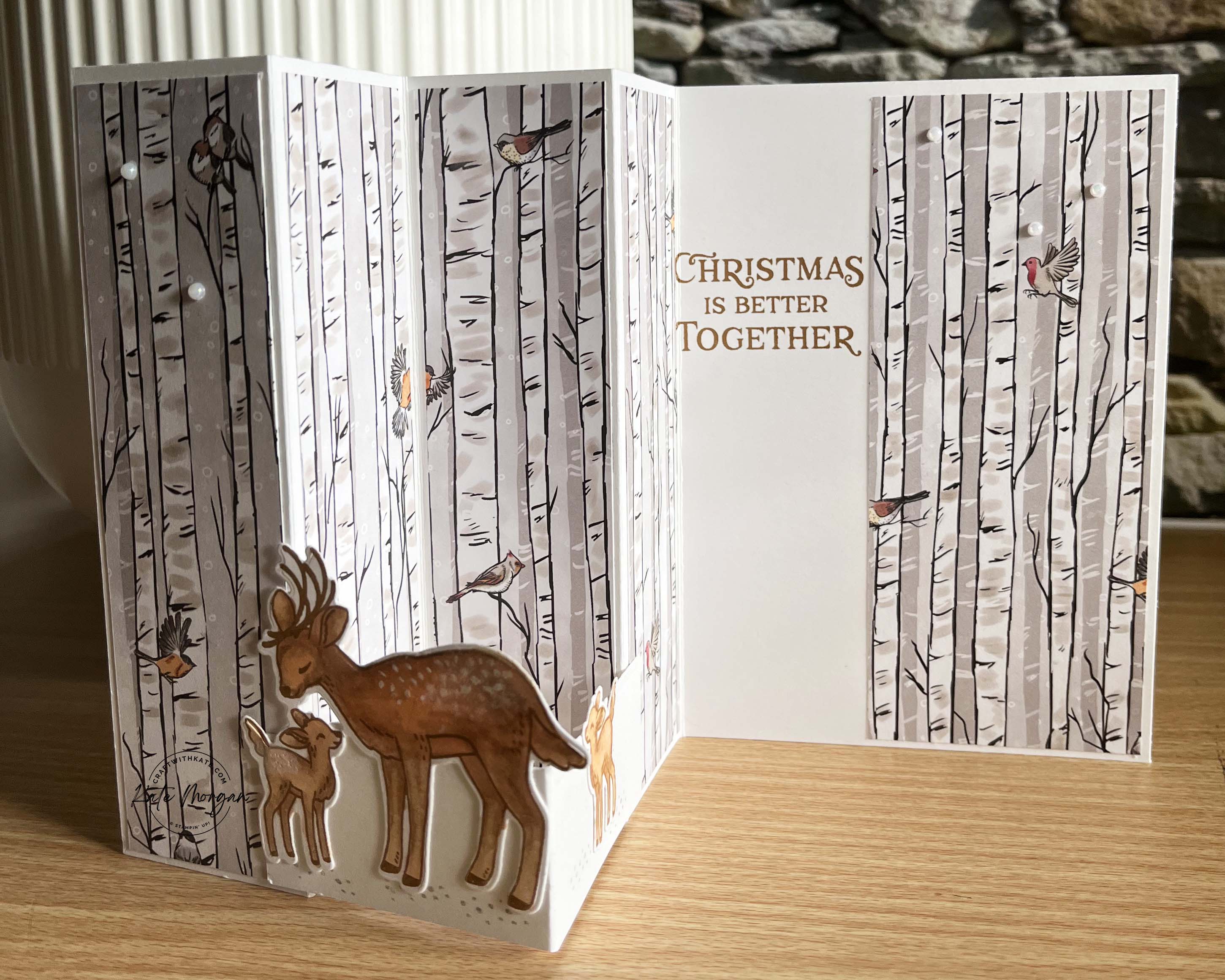 Reindeer Fun Fancy Fold Christmas Card for Heart of Christmas Blog Hop Week 4 by Kate Morgan Stampin Up Australia 2024 open