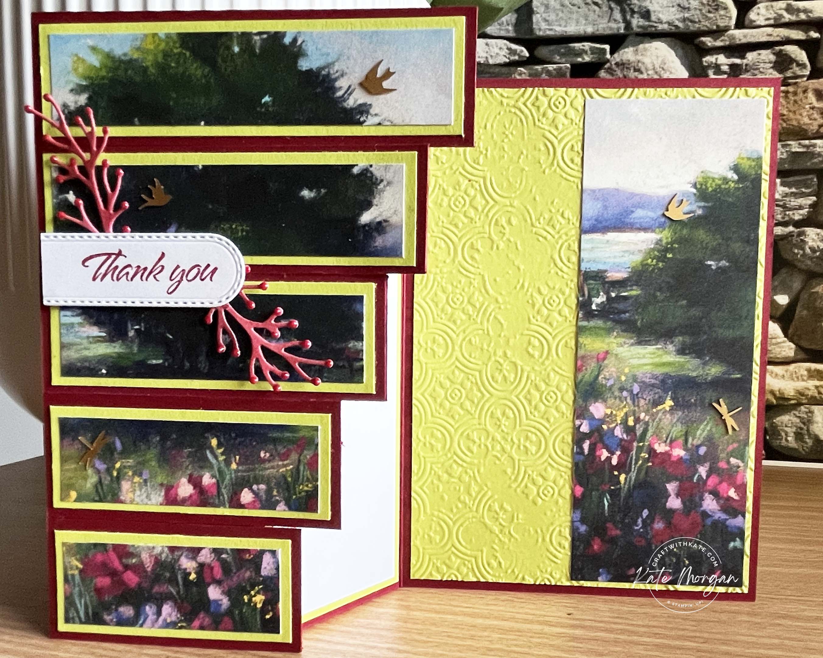 Staggered Z Fold Card for Cherry Cobbler Colour Creations Blog Hop by Kate Morgan Stampin Up Australia 2024 open