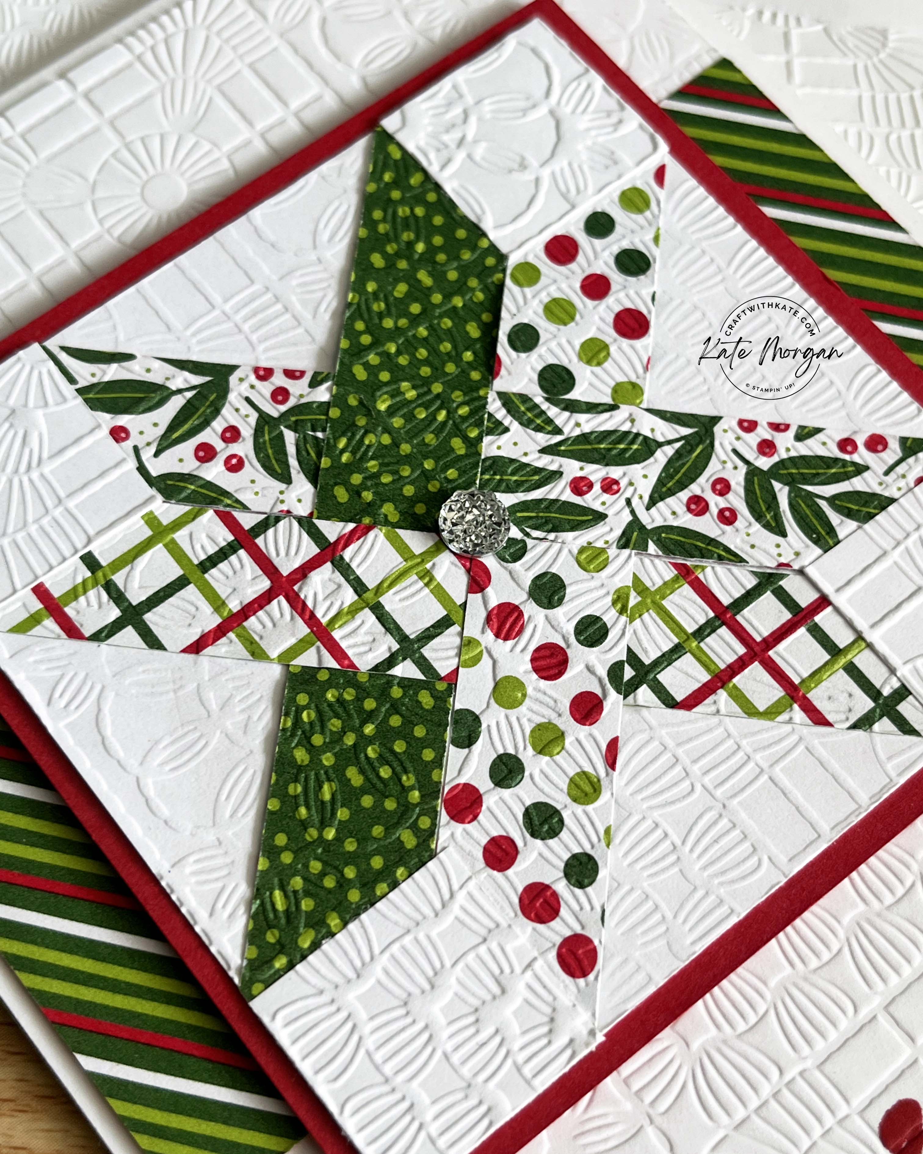 Quilted Woven Star card close up using Take a Bow DSP Week 11 HOC by Kate Morgan, Stampin Up Australia 2024
