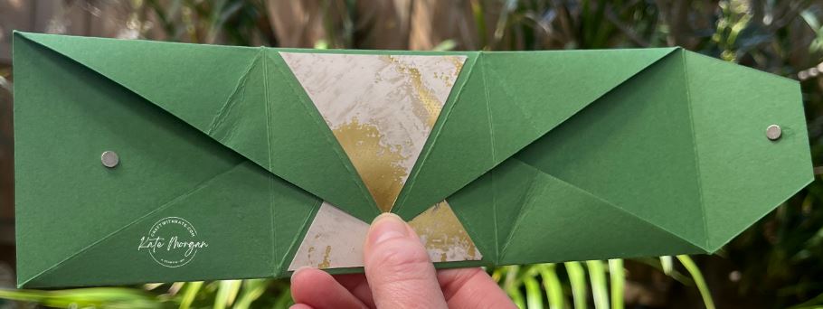 Triangle Giftbox fold flat for Garden Green Colour Creations Blog Hop by Kate Morgan Stampin Up Australia 2024