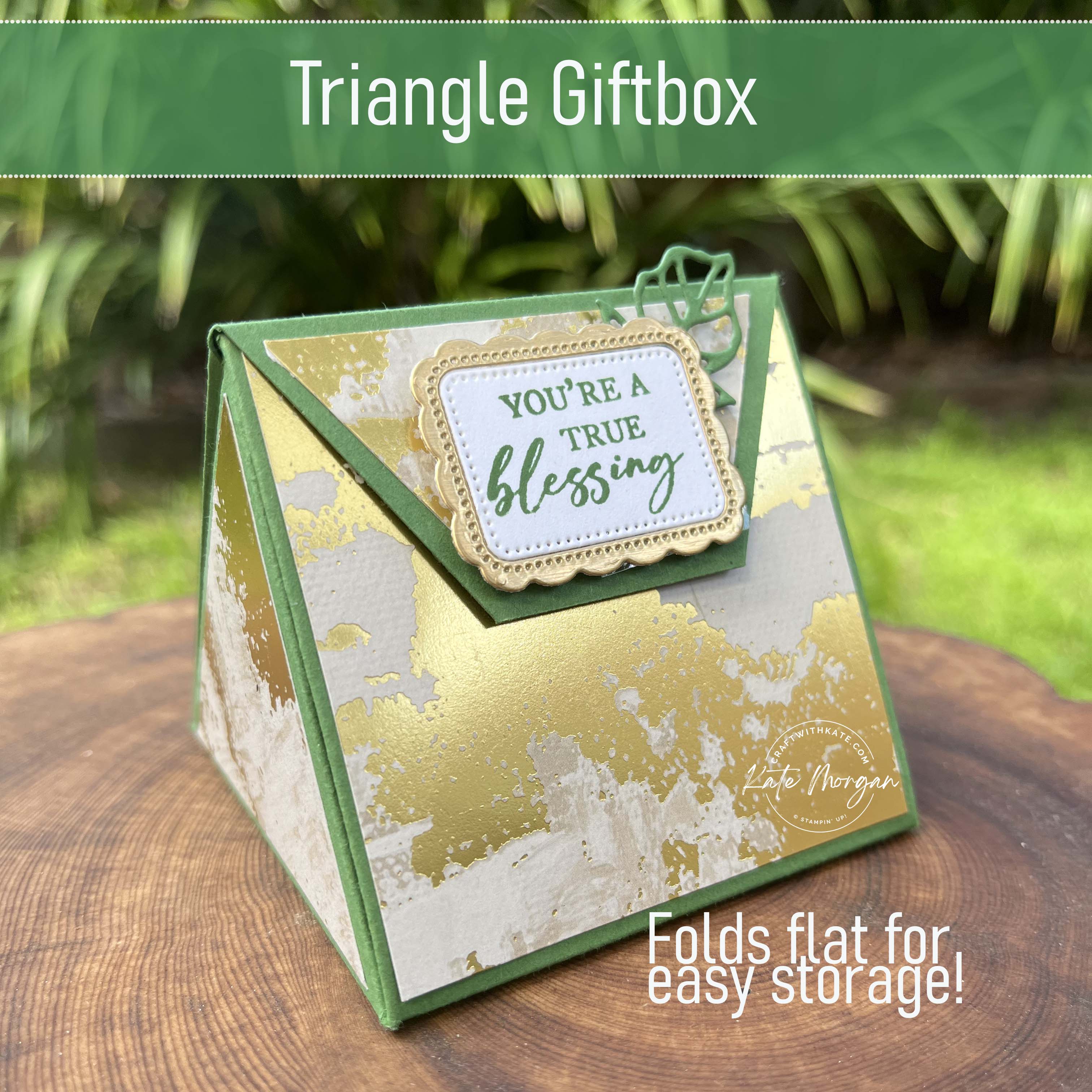 Triangle Giftbox for Garden Green Colour Creations Blog Hop by Kate Morgan Stampin Up Australia 2024