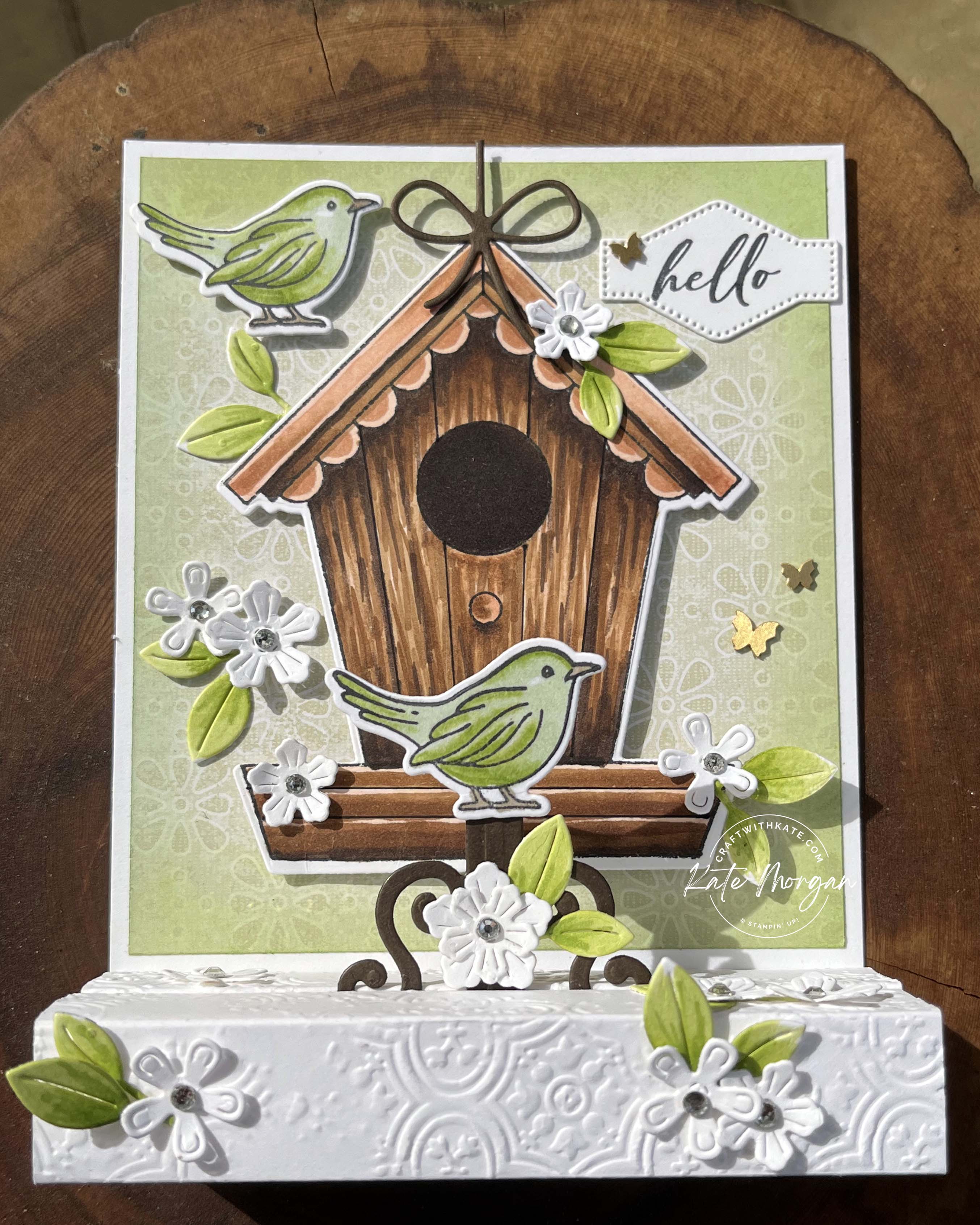 Country Birdhouse Pop Up Standing card for Granny Apple Green Colour Creations Blog Hop by Kate Morgan Stampin Up Australia 2024 flat