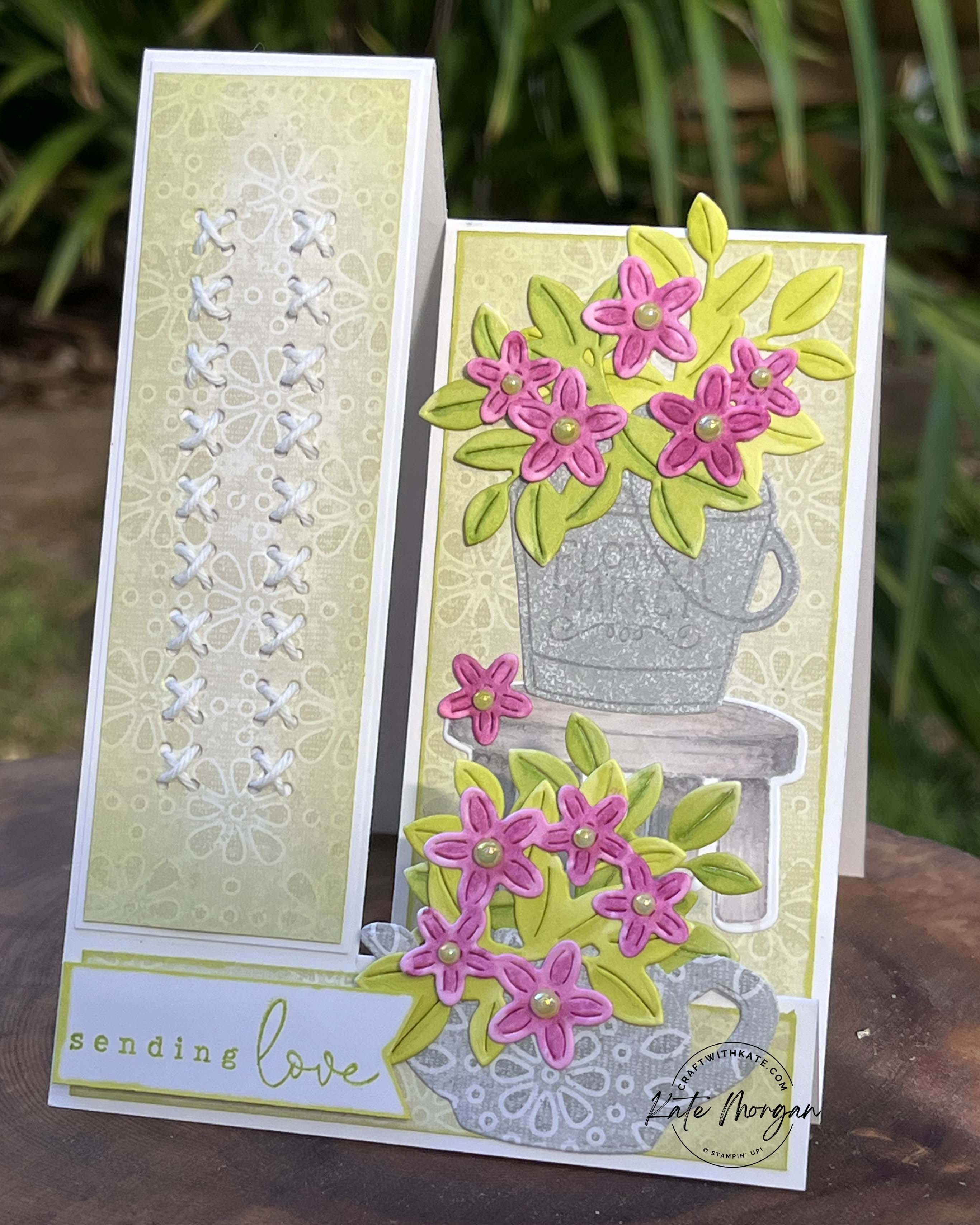 Country Flowers Side Step card for Lemon Lime Twist Colour Creations blog hop by Kate Morgan, Stampin Up Australia 2024.