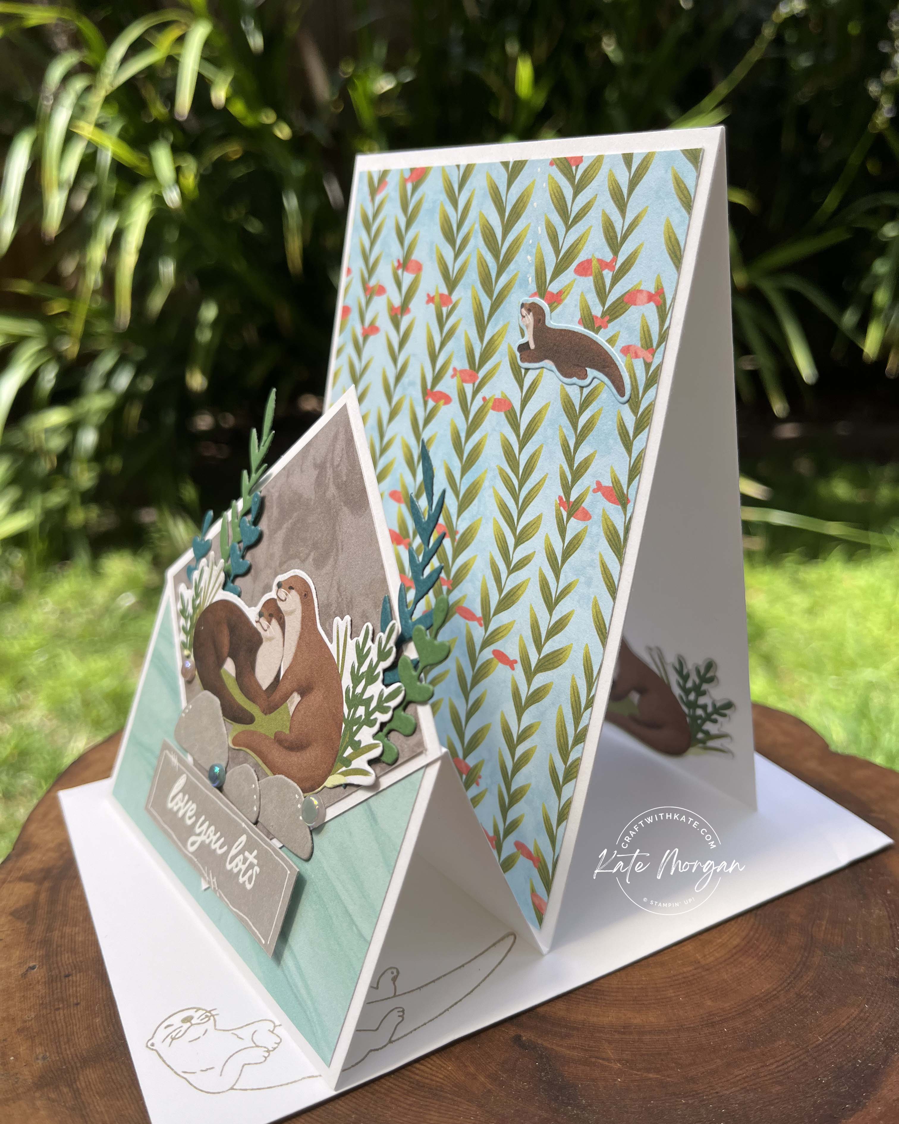 Otterly Amazing Stepper card for Gray Granite Colour Creations Blog Hop by Kate Morgan Stampin Up Australia 2024 side view