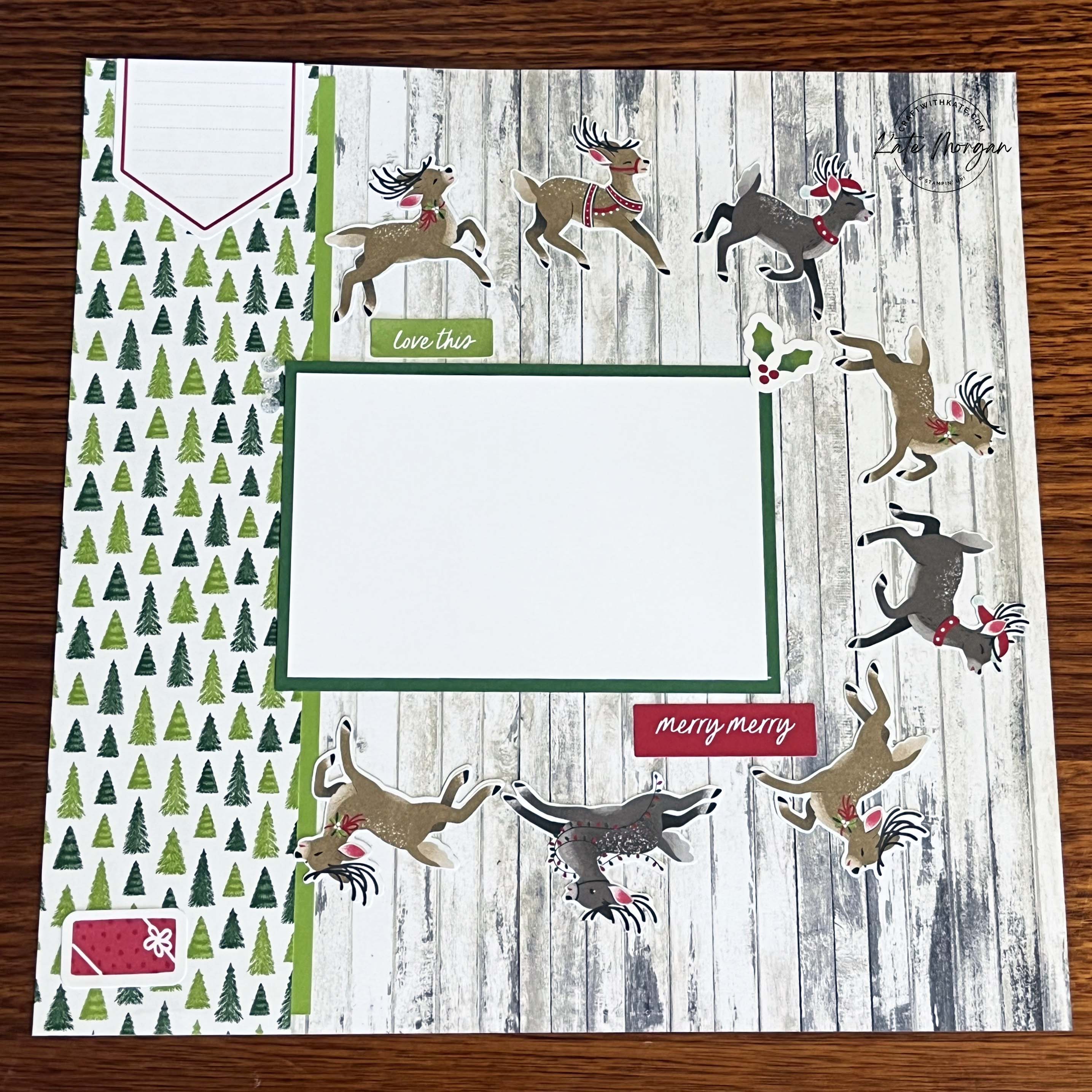Reindeer Memories Scrapbook Page 3 Week 14 HOC by Kate Morgan, Stampin Up Australia 2024