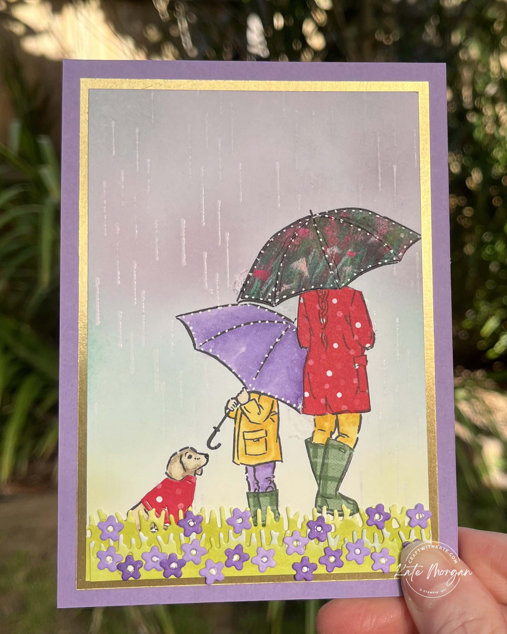 Umbrella Days card for Highland Heather Colour Creations Blog Hop by Kate Morgan Stampin Up Australia 2024