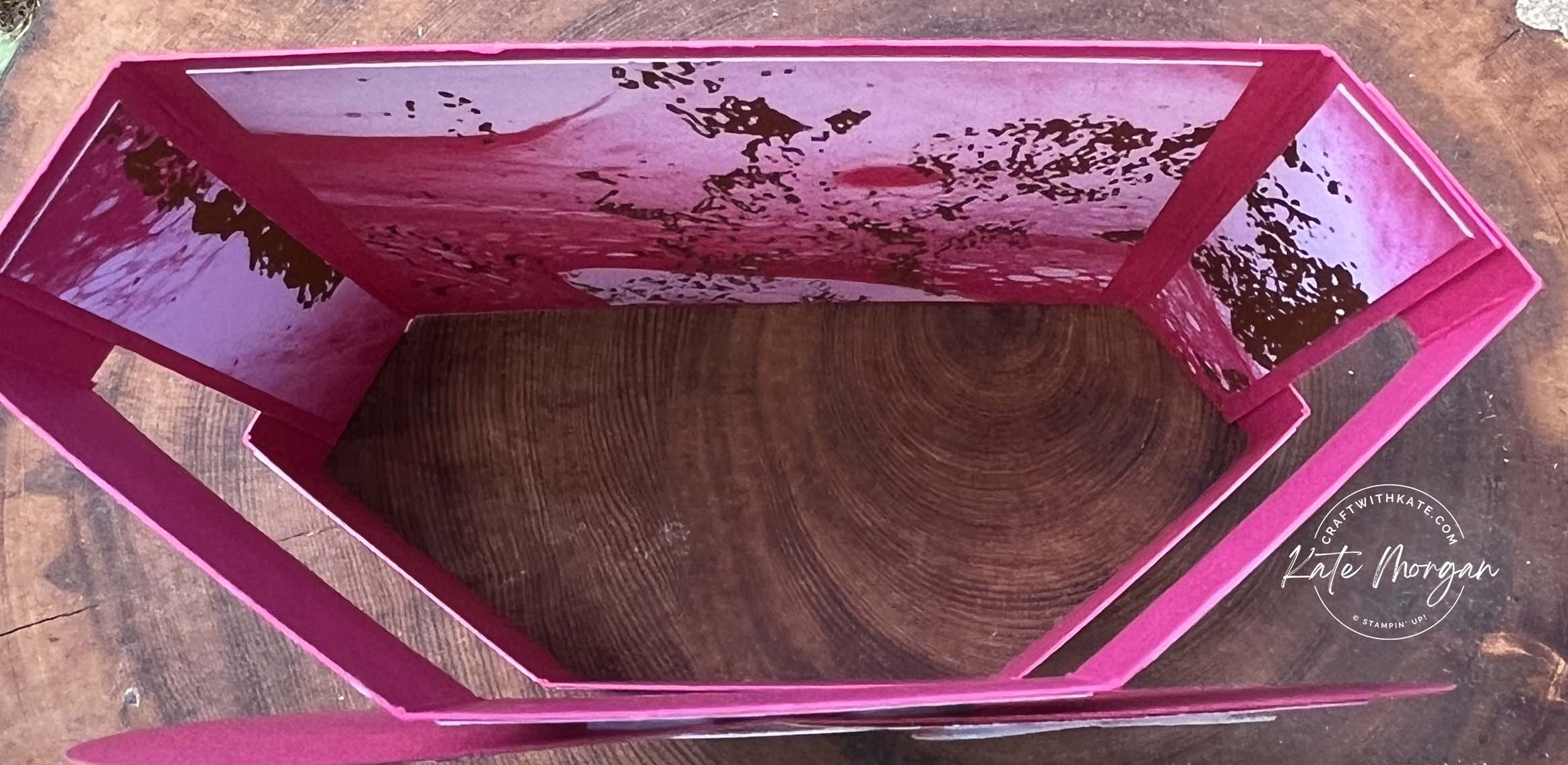 Half Hexagonal Fun Fold card using Stampin Up Hearts of Elegance and Marbled Elegance SDSP by Kate Morgan Australia 2024 top view