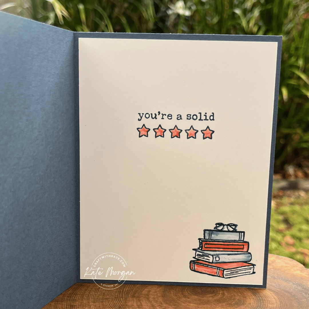 For the Books Bookmark card Misty Moonlight Colour Creations Blog Hop by Kate Morgan Stampin up Australia 2025 inside